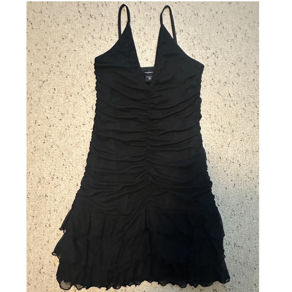 Vintage Y2K moda international ruffle ruched mesh mini dress